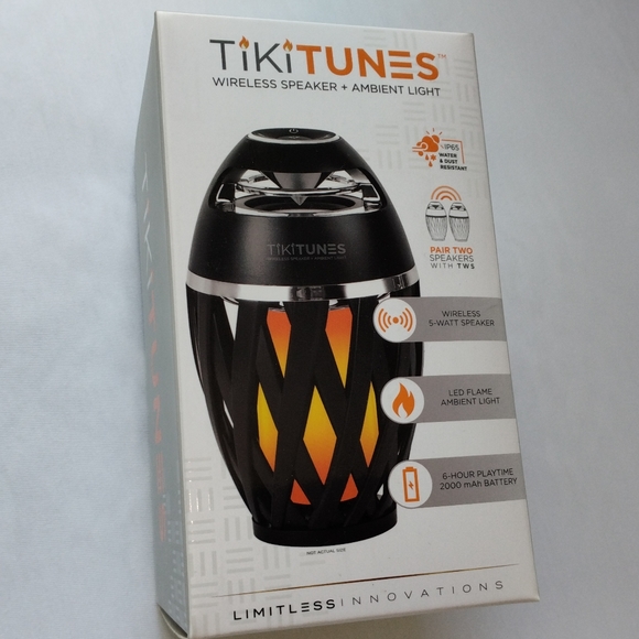 TikiTunes Portable Speaker with Ambient Flame Light Water Resistant - Picture 3 of 11